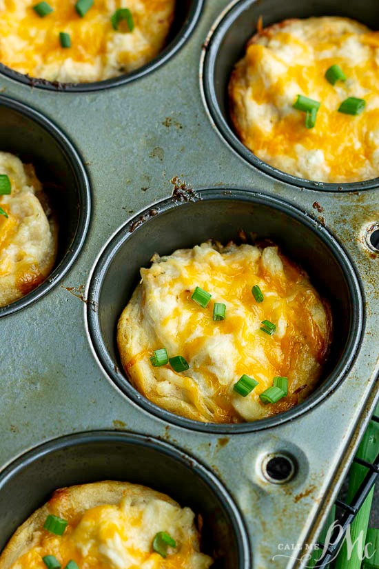 These Baked Crack Chicken Biscuit Bites are full of chicken, ranch, bacon, and cheese in convenient biscuit dough cup. Simple to make and always a crowd-pleaser! This recipe is great for game day, entertaining, and snacks. Chicken Biscuit Bites