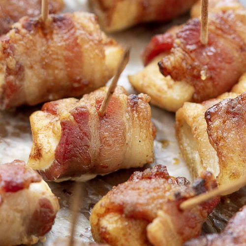 OVEN BAKED BACON WRAPPED CHICKEN BITES