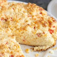 Pimento Cheese Buttermilk Cornbread bakes up light, fluffy, moist, and cheesy with golden brown edges that are deliciously crispy.