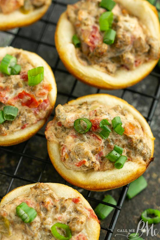 Rotel Sausage Biscuit Bites have just four ingredients. Perfect for entertaining and potlucks! #sausage #appetizer