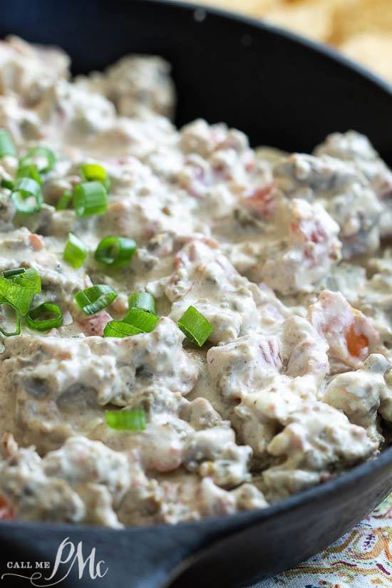 Skillet Sausage Rotel Dip is amazingly addicting and great for any party or celebration.