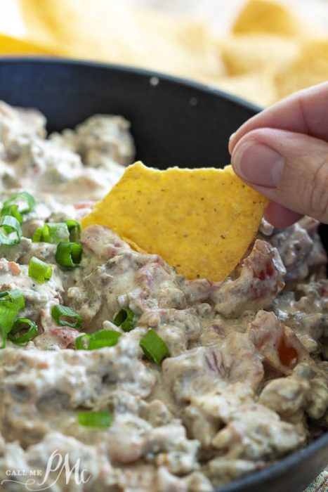 Skillet Sausage Rotel Dip is amazingly addicting and great for any party or celebration.