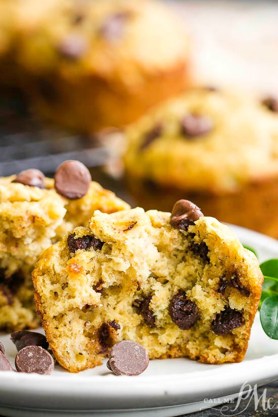Studded with chocolate chips these Blue Ribbon Banana Bread Muffins are super moist, soft, and fluffy with a sweet banana flavor. #muffin #breakfast #bananabread #chocolate Banana Bread Muffins