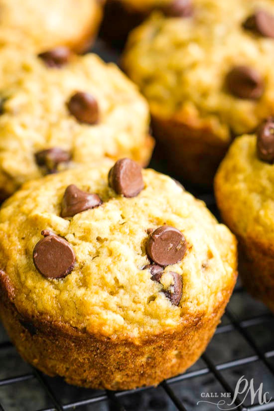 Studded with chocolate chips these Blue Ribbon Banana Bread Muffins are super moist, soft, and fluffy with a sweet banana flavor. #muffin #breakfast #bananabread #chocolate Banana Bread Muffins