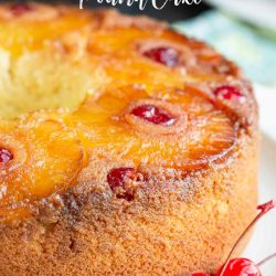 Amaretto Pineapple Upside Down Pound Cake recipe is an elevated take on an American classic. A moist pineapple upside-down cake joins a buttery pound cake for a spectacular dessert. #dessert #cake #poundcake #poundcakepaula #recipe
