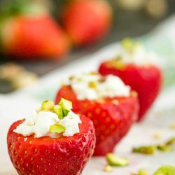 Pistachio and Feta Stuffed Strawberries