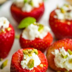 Pistachio and Feta Stuffed Strawberries