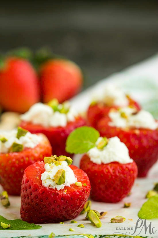 Pistachio and Feta Stuffed Strawberries