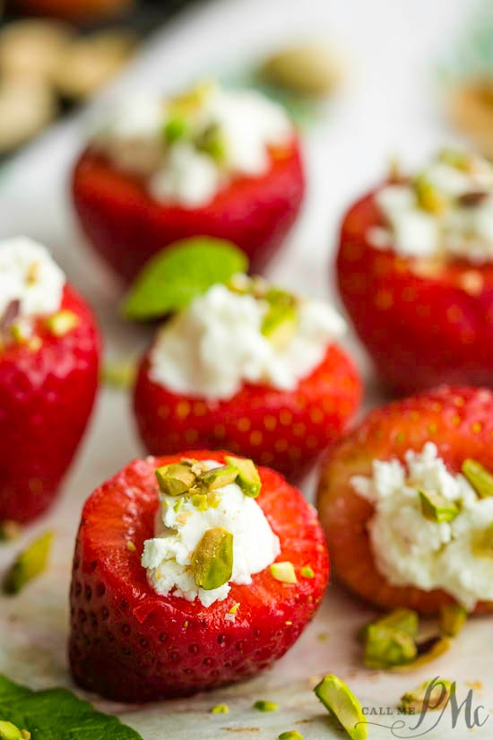 Pistachio and Feta Stuffed Strawberries