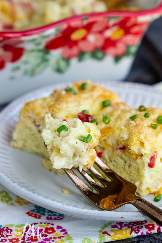 Cottage Egg Casserole | Crustless quiche on a fork.