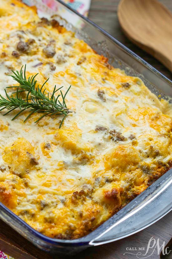 This easy Sausage Gravy Biscuit Bubble Up Casserole is loaded with delicious biscuits baked in a flavorful egg and sausage scramble and topped with gravy! Sausage Gravy Biscuit Bubble Up Casserole