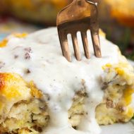 SAUSAGE GRAVY BISCUIT BUBBLE UP CASSEROLE