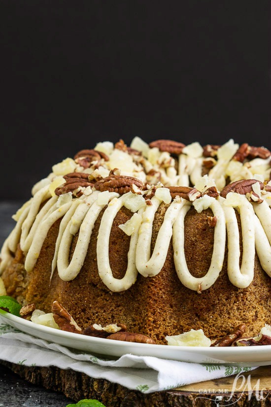 CARROT POUND CAKE WITH PINEAPPLE MASCARPONE FROSTING