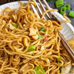 This amazing, easy, and quick stir-fried Panda Express Chow Mein Copycat Recipe is amazing! Completely customizable and absolutely delicious! Throw in whatever veggies you have and enjoy.