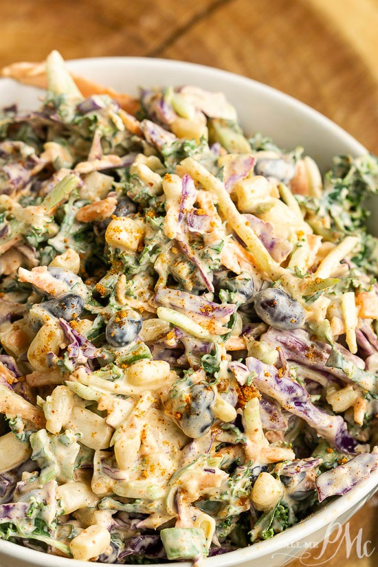 Fresh, vibrant, and healthy, Creamy Mexican Kale Slaw is great as a side or piled high on your tacos.