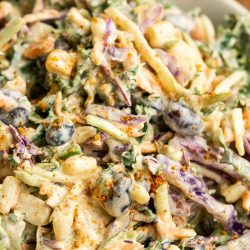 Fresh, vibrant, and healthy, Creamy Mexican Kale Slaw is great as a side or piled high on your tacos.