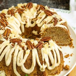 This incredibly tender and moist Blue Ribbon Roasted Carrot Pound Cake with Pineapple Mascarpone Frosting Recipe is the best carrot cake you'll ever make!