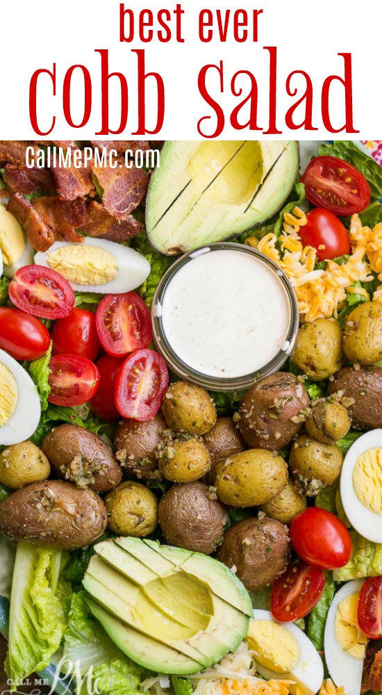 Best Cobb Salad with Buttermilk Garlic Dressing is a hearty, satisfying main dish salad, with plenty of proteins, good fats, flavor, and a delicious dressing.
