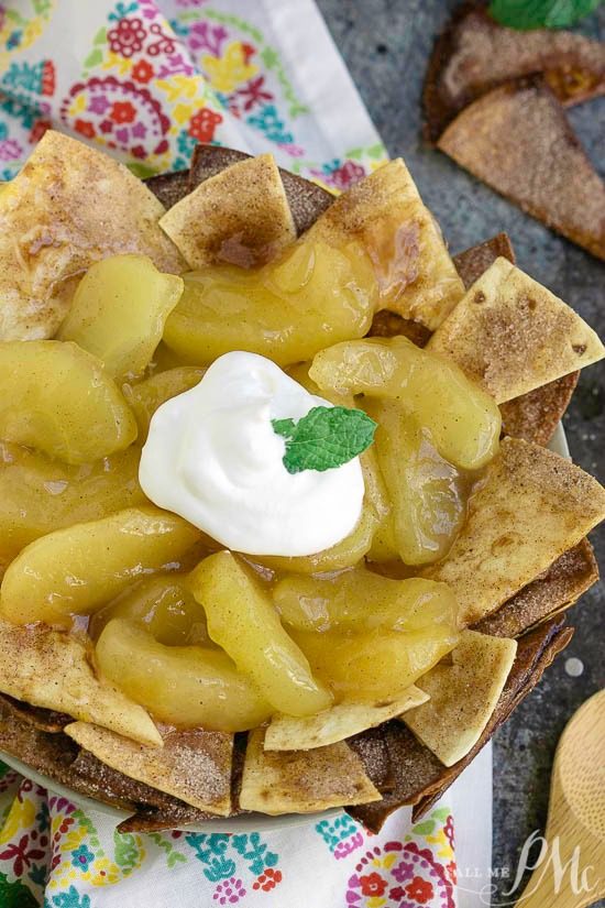 Nachos just reached a new level with Homemade Apple Pie Nachos with Cinnamon Chips. All of the flavors you love in an apple pie, but in a fun and shareable way!