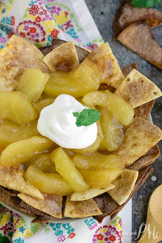 Nachos just reached a new level with Homemade Apple Pie Nachos with Cinnamon Chips. All of the flavors you love in an apple pie, but in a fun and shareable way! Nachos