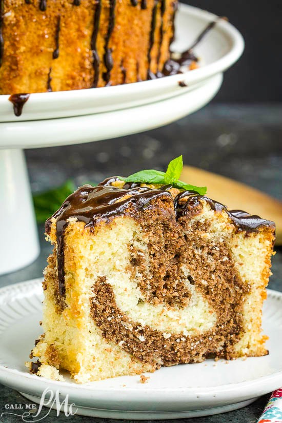 Best Fudge Marble Pound Cake is rich and buttery with the best vanilla and chocolate in every bite!