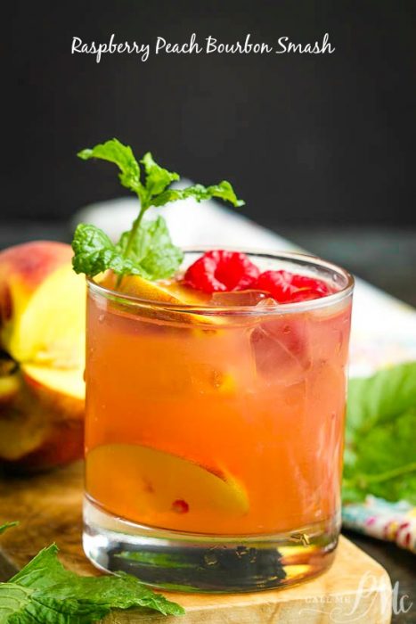 Raspberry Peach Bourbon Smash