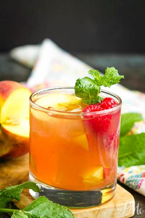 Raspberry Peach Bourbon Smash