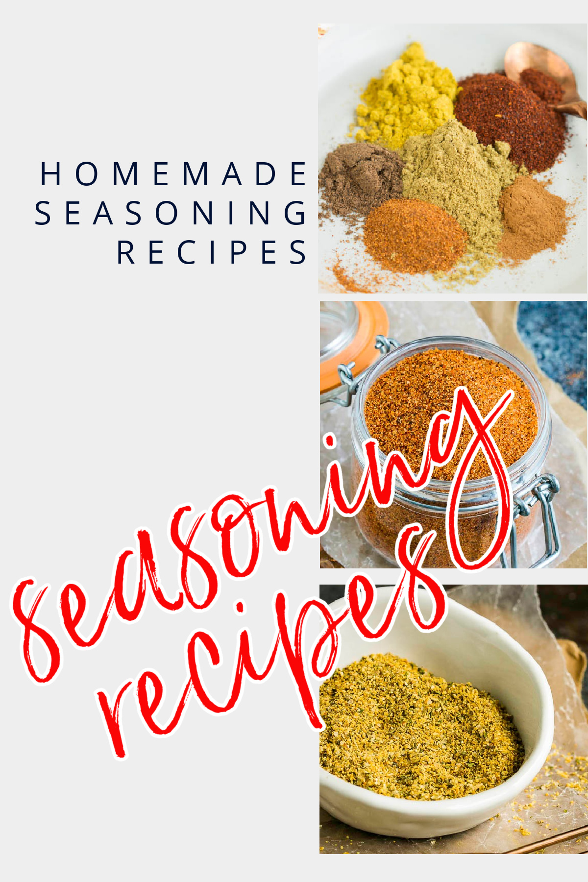 Favorite Homemade Seasonings is a collection of recipes of savory spice mixes for meat and fish.