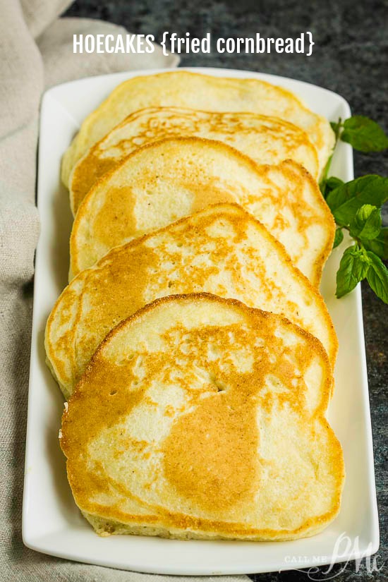 Best Hoecakes Recipe {Fried Cornbread} are light, fluffy cornmeal pancakes. They can be eaten as an alternative to pancakes or as a side instead of cornbread. #cornbread #bread #friedcornbred #hoecakes #recipe #Southernfood #quickbread