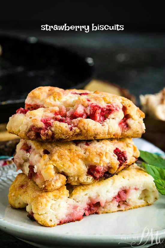 Easy, quick, buttery, tender, and flaky, Homemade Strawberry Biscuit Recipe are easy to make and perfect for brunch.ย #biscuit #scones #strawberry Strawberry Biscuit