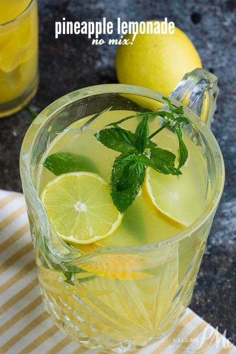 Pineapple Lemonade Punch Recipe (no mix) is the perfect tropical fruit drink for summer! A simple, tasty summer punch perfect for entertaining.