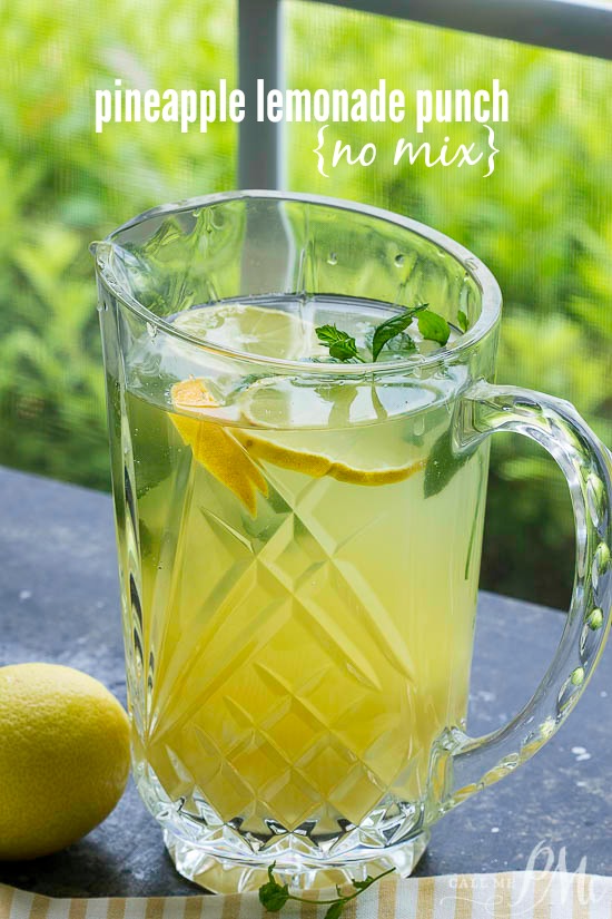 Pineapple Lemonade Punch Recipe (no mix) is the perfect tropical fruit drink for summer! A simple, tasty summer punch perfect for entertaining.