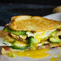 Double Fisted Fried Egg Bacon Avocado Grilled Cheese Sandwich