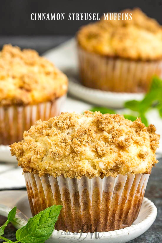 Cinnamon Streusel Muffins are tender, tasty, totally irresistible, and better than bakery muffins. #muffins #breakfast #cinnaomn #baking #homemade #fromscratch #easy #brunch #coffeecake #brownsugar Cinnamon Streusel Muffins