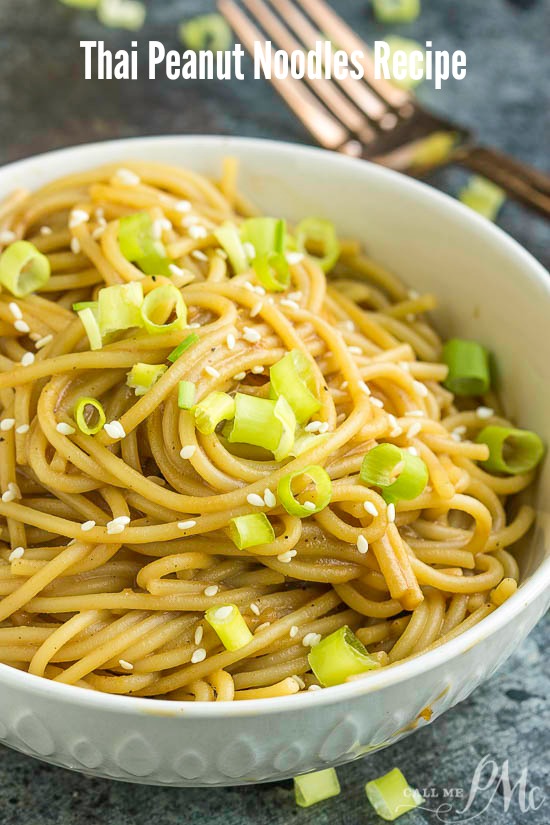 Thai Peanut Noodles Recipe is my go-to when I want a quick and easy dinner with Asian inspired flavors! #pasta #recipe #peanut #peanutbutter #noodles #Asian #easy #quick #recipes