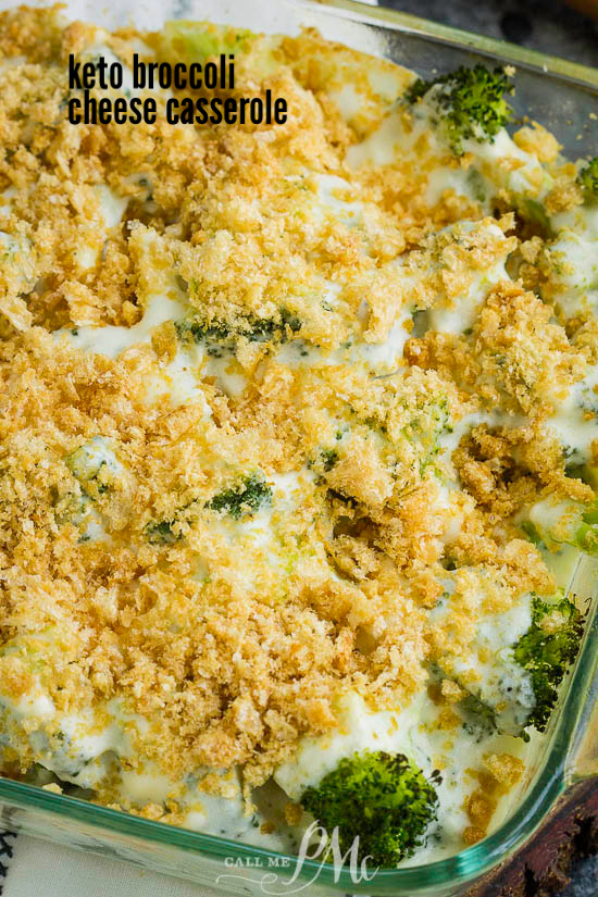 Keto Broccoli Cheese Casserole is a low-carb, keto-friendly, healthy take on your favorite comfort food that the whole family will enjoy. #keto #lowcarb #broccoli #cream #cheese #casserole #porkrinds Keto Broccoli Cheese