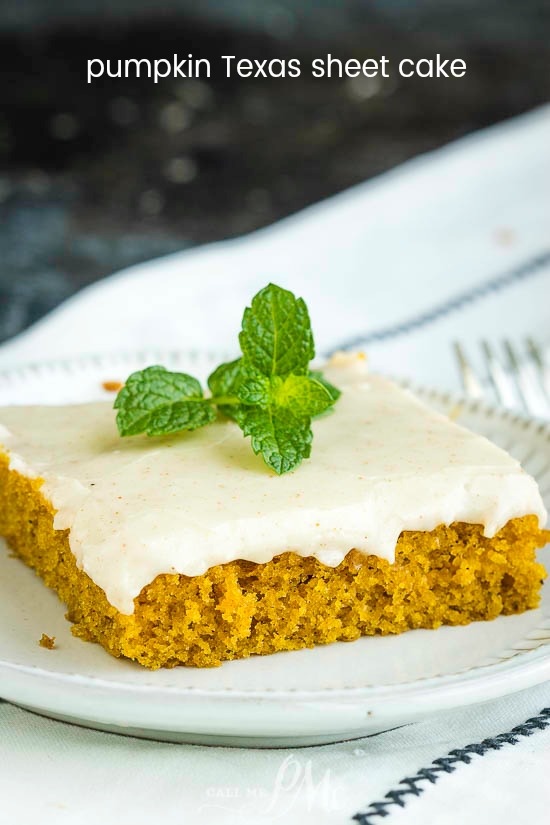 Soft, tender and moist Pumpkin Texas Sheet Cake is the perfect cake for feeding a crowd. #pumpkin #cake #sheetcake #fallcakes #recipes #brownbutter #pumpkinspice Pumpkin Texas Sheet Cake