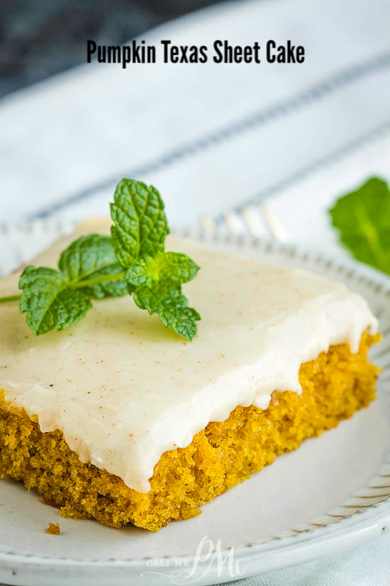 Soft, tender and moist Pumpkin Texas Sheet Cake is the perfect cake for feeding a crowd. #pumpkin #cake #sheetcake #fallcakes #recipes #brownbutter #pumpkinspice Pumpkin Texas Sheet Cake
