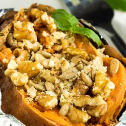 Twice Baked Maple Walnut Sweet Potatoes