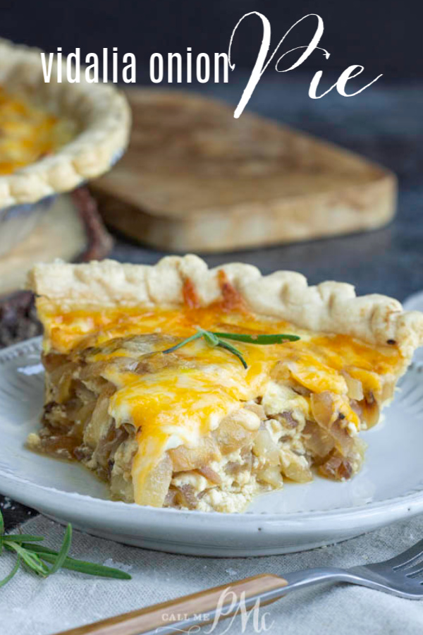 This savory Vidalia Onion Pie Recipe has layers of onions, milk, eggs, and cheese. This classic Southern recipe has a nice mild onion flavor and makes a delicious side dish. #vidaliaonion #onions #onionpie #pie #recipe #easy #sidedish onion pie