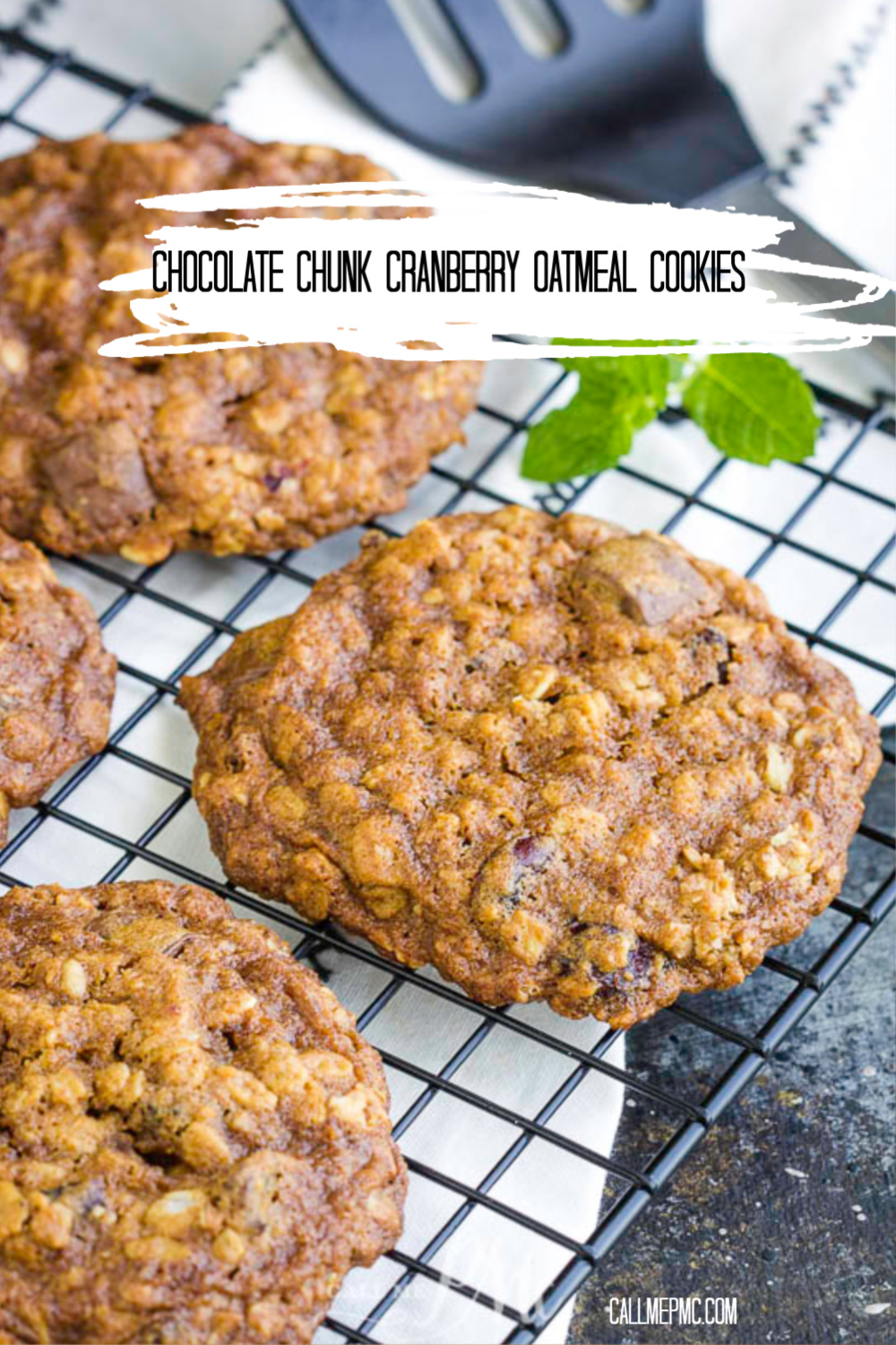 These Chocolate Chunk Cranberry Oatmeal Cookies are classic, old-fashioned style with soft, chewy centers, crisp edges, and warm spice flavor. #cookies #cookie #recipe #baked #fromscratch #homemade #oatmeal #oats #cranberries #easy #chocolatechips #chocolate Chocolate Chunk Cranberry Oatmeal Cookies