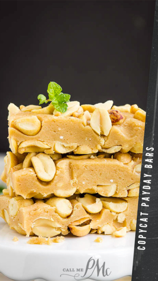 Copycat Payday Bar Recipe, if you're a fan of PayDay Candy Bars made of caramel and peanuts, you'll love this copycat dessert recipe! #copycat #recipe #peanuts #caramel #peanutroll #dessert #snack #homemade #easy #fromscratch #giftideas #recipes #gifts Payday Bar