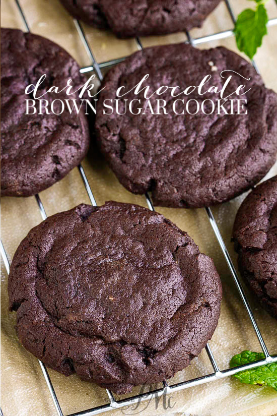 Dark Chocolate Brown Sugar Cookies have the perfect chewy texture on the inside with just a bit of crisp on the outside. #darkchocolate #chocolate #cookies #Christmascookies #cookieexchange #easy #Oreo #recipes #chewy Dark Chocolate Brown Sugar Cookies