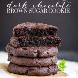 Dark Chocolate Brown Sugar Cookies have the perfect chewy texture on the inside with just a bit of crisp on the outside. #darkchocolate #chocolate #cookies #Christmascookies #cookieexchange #easy #Oreo #recipes #chewy