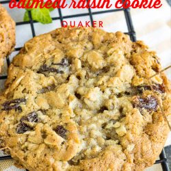 Original Quaker Oatmeal Raisin Cookie Recipe has crispy edges, chewy centers, and raisins studded throughout. These cookies will be the star at your next holiday cookie tray. #cookie #cookietray #Christmascookies #cookies #easy #fromscratch #oats #Quaker #raisin #oldfashioned
