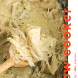 Slow Cooker Zesty Italian Chicken, this easy weeknight dinner has bold flavors. It's hearty, comforting, and great for any time of year! #slowcooker #chicken #Crockpot #recipes #Italian #creamy #zesty #shredded #easy #keto