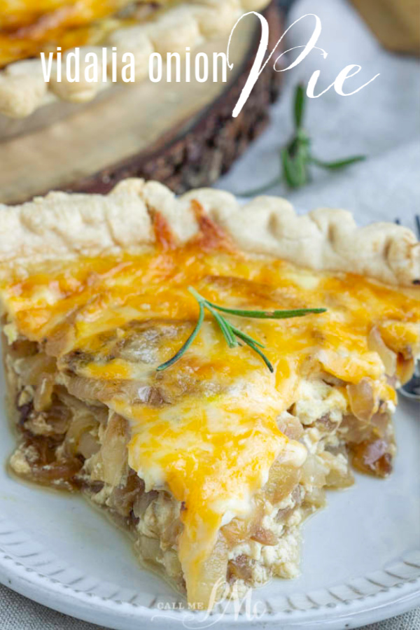 This savory Vidalia Onion Pie Recipe has layers of onions, milk, eggs, and cheese. This classic Southern recipe has a nice mild onion flavor and makes a delicious side dish. #vidaliaonion #onions #onionpie #pie #recipe #easy #sidedish onion pie