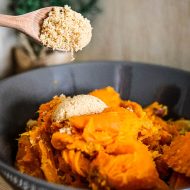 TWICE BAKED WALNUT STREUSEL SWEET POTATOES