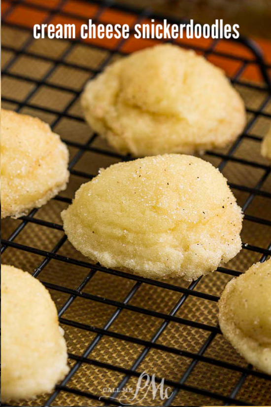 Cream Cheese Snickerdoodles cookies will be your new go-to cookie recipe they're pillowy, from-scratch cookies are bursting with snickerdoodle flavor. #cookies #recipe #Christmas #cookietray #gifts #cinnamon #snickerdoodle #dessert Cookies on a wire rack