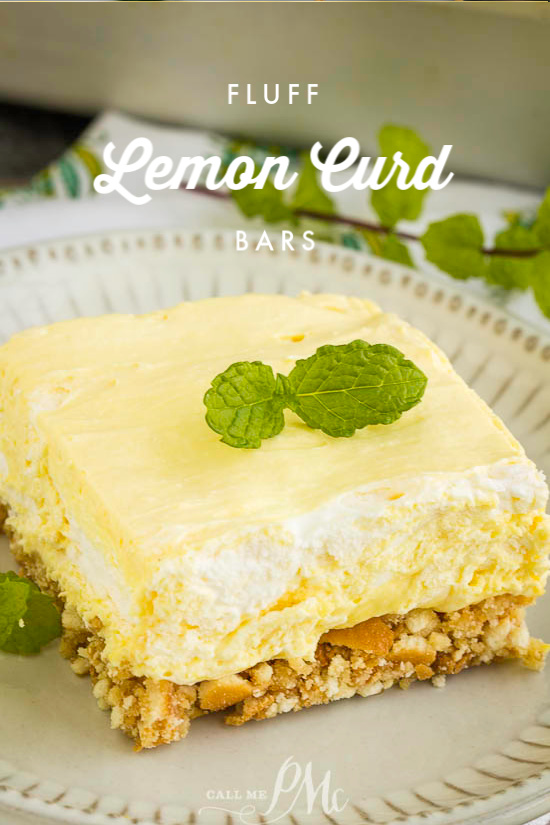 Lemon Curd Fluff Bars have a vanilla wafer crust topped with a tart and sweet lemon filling topped. These are unbelievably delicious. #lemon #dessert #recipe #easy #nillawafers #lemoncurd #coolwhip #callmepmc #salad #jello Lemon Curd Fluff Bars